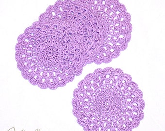 Crochet Coasters / Kitchen Decor / Dining room Decor / 4 Crochet Handmade Coaster Doilies / Crochet Coasters / Vintage Wedding / Home Decor