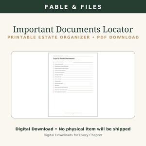 Important Documents Locator Printable | Estate Planning Organizer, Will & Document Tracker, End of Life Planner PDF