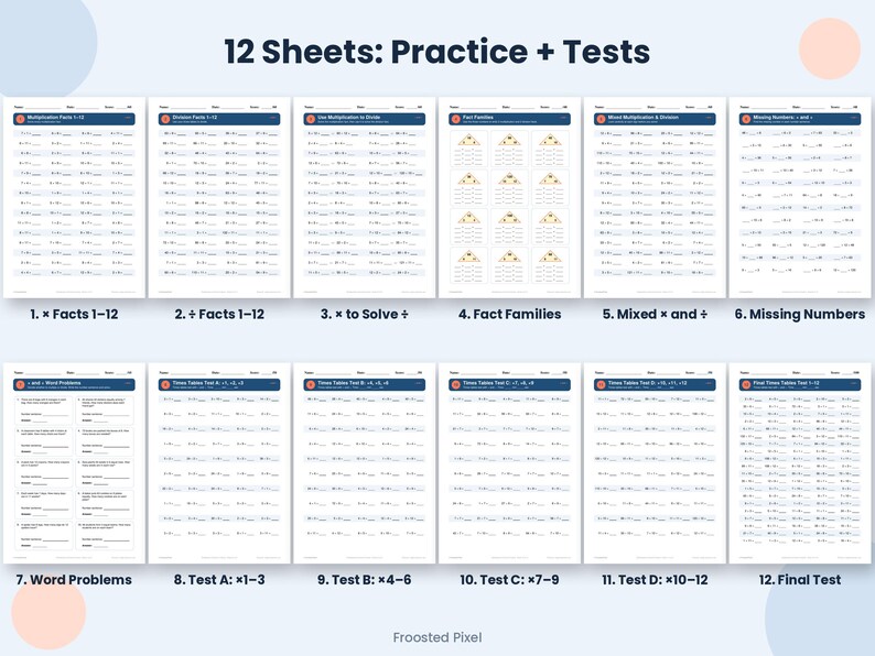 Multiplication Division Worksheets, Printable Times Tables Practice ...
