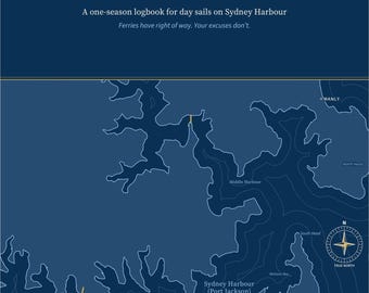 Dziennik żeglarski Sydney Harbour, spersonalizowany nazwą Twojej łodzi, dziennik żeglarski Port Jackson Day, spersonalizowany prezent dla australijskich żeglarzy