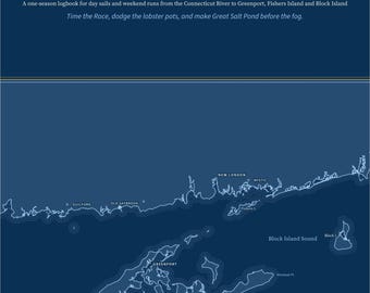 Dziennik żeglarski Block Island, spersonalizowany nazwą łodzi, dziennik żeglarski Eastern Long Island Sound i Mystic Day, spersonalizowany prezent dla żeglarza
