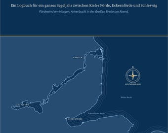 Dziennik żeglarski Zatoki Kieleckiej, spersonalizowany nazwą Twojej łodzi, Dziennik żeglarski Zatoki Kieleckiej i Zatoki Kieleckiej w języku niemieckim, spersonalizowany prezent dla żeglarzy