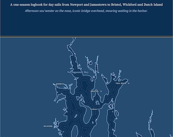 Dziennik żeglarski Narragansett Bay, spersonalizowany nazwą Twojej łodzi, dziennik żeglarski Newport & Jamestown Day, spersonalizowany prezent z Rhode Island