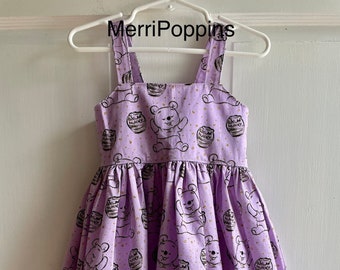 Purple Poohbear dress, 3t ready to ship, summer dress