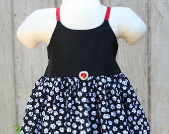 3t RTS Lil Dalmatian strappy sundress, Twirly 101 Dalmatian Inspired, Dress Up, Every Day Play Wear, Handmade,Dalmatian birthday