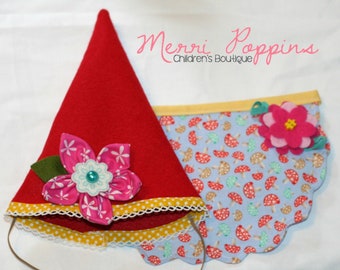 Baby Gnome Hat and Apron accessory, Gnome costume, Gnome accessories, Hat and apron dress up