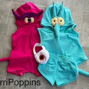 Pain and Panic costume, Hercules villian costume, Twin costume, Family theme costume, Hooded romper, Hooded shirt, shorts