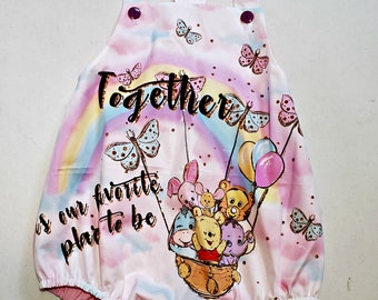 Baby Pooh Bear and friends, Winnie the pooh Baby Romper 2t/3t, birthday romper, Hot air Balloon romper