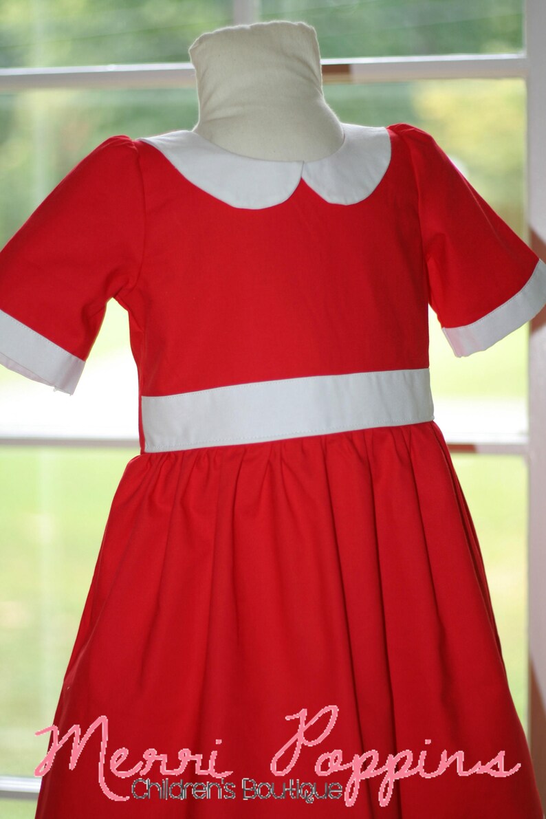 Little Red Dress, Annie Inspired dress up, Lil orphaned Annie Inspired, Peterpan Collar, Tomorrow I love YA, classic dress, Christmas gift image 5