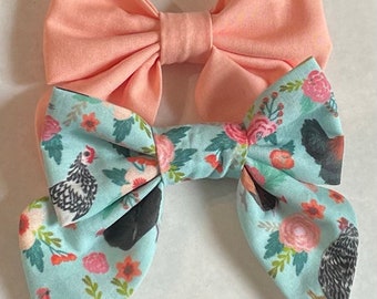 Chickens hairbow,chick clip headband, chicken clip headband, hair accessories for girls and babies, Custom fabric bow, 4"bow
