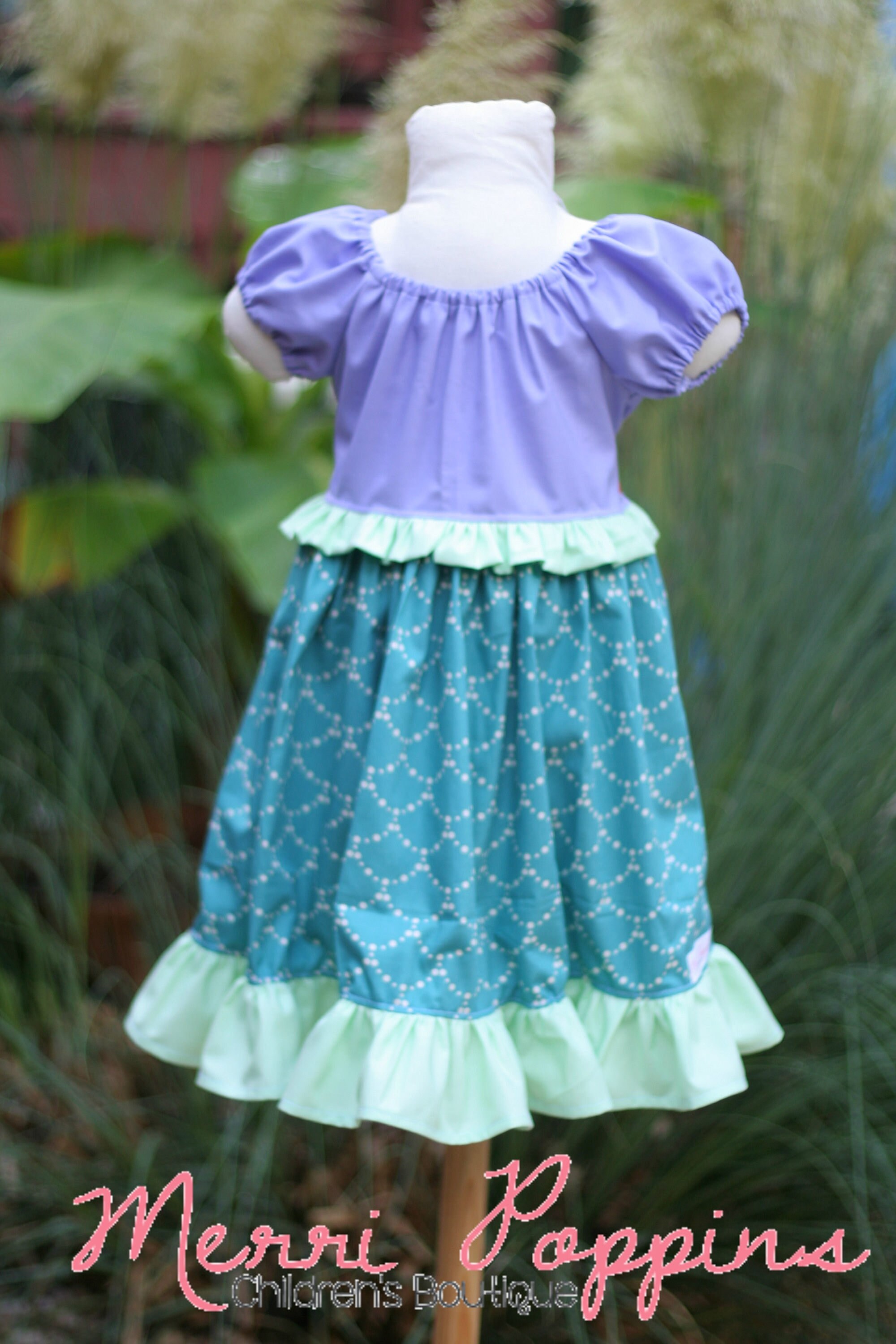 Mermaid Ariel inspired Peasant dress 