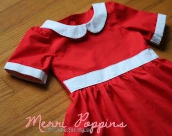 Kleines rotes Kleid, Annie inspiriertes Kleid, kleine verwaiste Annie inspiriert, Peterpan-Kragen, Morgen liebe ich YA!, klassisches Kleid, Weihnachtsgeschenk