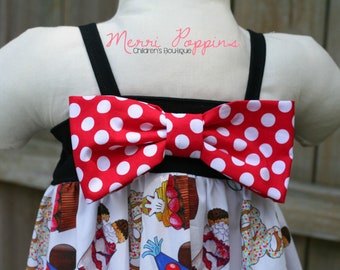 Bow Summer Dress, Toddler dress, Mickey, Minnie dress 4t, Snack dress 3t, Birthday dress