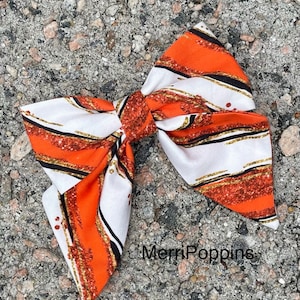 Clownfish hairbow, Nemo clip headband, hair accessories for girls and babies, Custom fabric bow