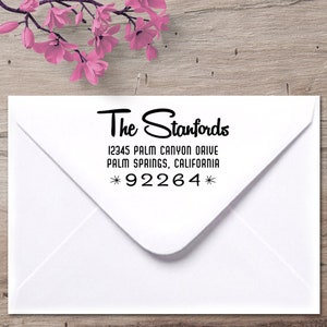 Mid-Century Modern, Retro Address stamp, Custom Gifts, Housewarming Gifts, Wedding Gifts, Return Address Stamp, Family Stamp, Address Stamp image 2