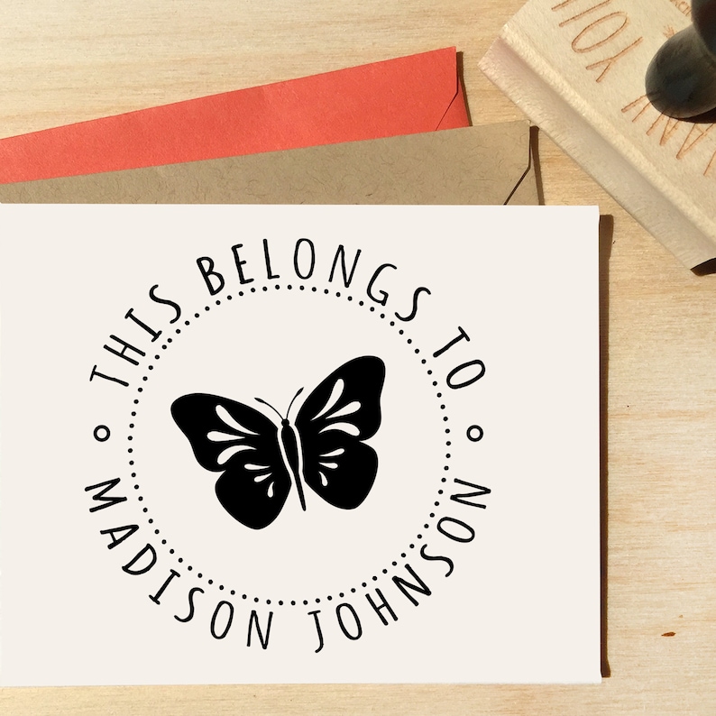 Custom Butterfly Stamp Back To School Stamp Custom Stamp Butterfly Stamp Gifts For Girls Stamps For Girls This Book Belongs To