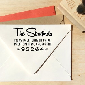 Mid-Century Modern, Retro Address stamp, Custom Gifts, Housewarming Gifts, Wedding Gifts, Return Address Stamp, Family Stamp, Address Stamp image 5