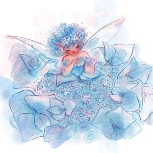Fairies - Hydrangea: Art Print