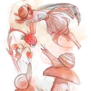Fairies - Snail Friend: Art Print