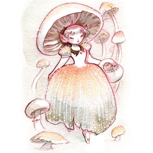 Fall Fairies - Shiny Cap Mushroom: Art Print