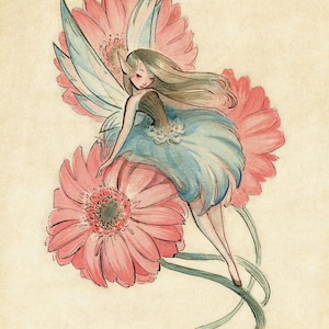 Midsummer Fairies - Coral Daisy: Art Print