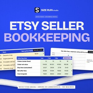 Etsy Seller Bookkeeping Dashboard, Profit and Fee Tracker, Income Expense Log for Shop Owners