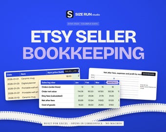 Etsy Seller Bookkeeping Dashboard, Profit and Fee Tracker, Income Expense Log for Shop Owners
