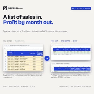 eBay Profit Tracker Spreadsheet, eBay Seller Fees Calculator, Resale Profit Calculator, DE EN Sales Log, DAC7 Counter image 4