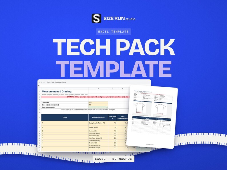 Tech Pack Template for Clothing Brands: Spec Sheet, Bill of Materials, Size Grading, Costing, Factory PDF image 1