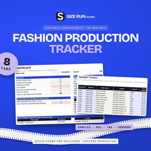 Production Tracker Template Excel for Fashion Brands, Sample Tracking Spreadsheet with PO Milestones and Vendor Scorecard