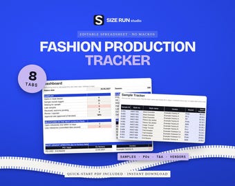 Fashion Production Tracker Template, Sample & PO Milestones, Vendor Scorecard (Excel)