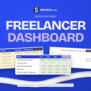 Freelance Income Tracker, Invoice and Client Dashboard, Expense Log with Tax Reserve Planner