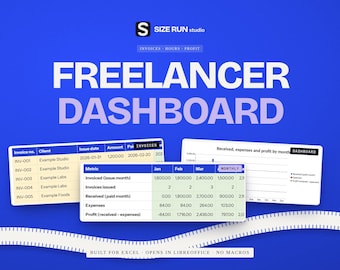 Freelance Income Tracker, Invoice and Client Dashboard, Expense Log with Tax Reserve Planner