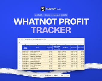 Whatnot Profit Tracker Spreadsheet, Whatnot Inventory and Sales Tracker, Seller Fees, Resale Profit Calculator, DAC7 Counter