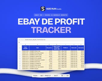 eBay Profit Tracker Spreadsheet, eBay Seller Fees Calculator, Resale Profit Calculator, DE EN Sales Log, DAC7 Counter