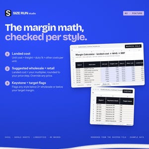 Wholesale Line Sheet Template with Margin Calculator, Price List and Order Form for Fashion Brands image 3