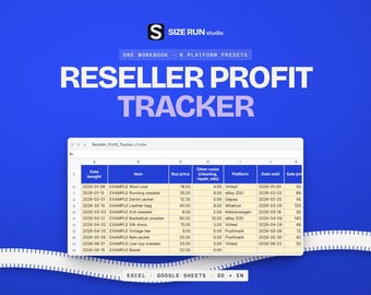 Reseller Inventory Tracker, Profit Calculator and Sales Log with Fees, Net Profit, DAC7 Counter