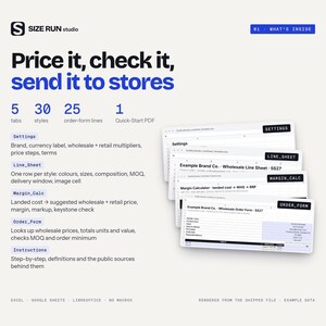 Wholesale Line Sheet Template with Margin Calculator, Price List and Order Form for Fashion Brands image 2