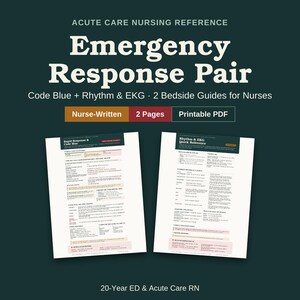 Emergency Response Nursing Cheat Sheets | Code Blue, Rapid Response, Rhythm & EKG | Printable Bedside Reference PDF for RNs
