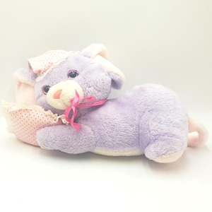 Purple Mouse Plush- Vintage Pillow Pets- Kawaii Plush- Sleeping Mouse Plush- 1980s Toys