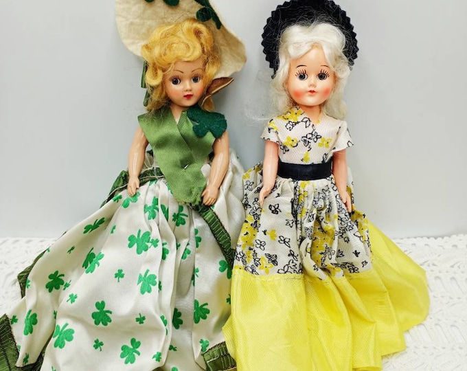 Vintage Dress Me Dolls, 1950s Dolls, Saint Patrick's Day Doll, Yellow