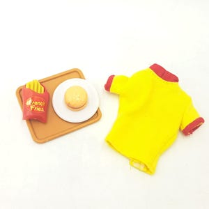 Barbie McDonalds Clothing- Barbie Loves McDonalds Shirt- McDonalds Food For Barbies- Tray- Hamburger And Fries