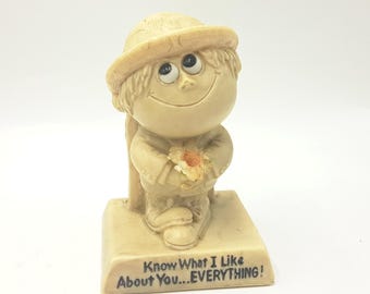 Vintage Russ Berrie Figurine: 1970s Whimsical Love Statue