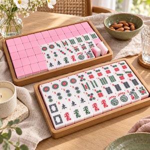 Pink American Mahjong Tile Set, 166 Melamine Tiles with Numbers and Letters, Mahjong Lover Gift