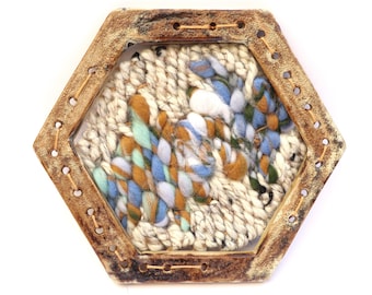 Stoneware ceramic tile with weaving - 'Cracks in the Pavement'