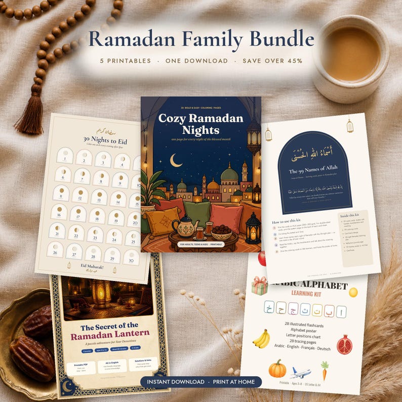 Ramadan Bundle Printable for Kids & Family, Ramadan Countdown, 99 Names ...