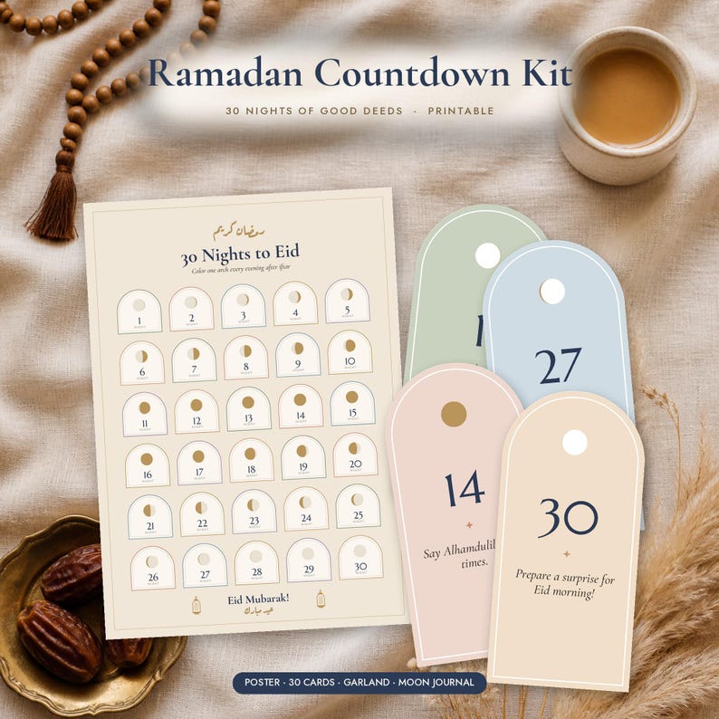 Ramadan Bundle Printable for Kids & Family, Ramadan Countdown, 99 Names ...