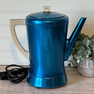 Vintage West Bend Flav-O-Matic Blue Anodized Aluminum Percolator Electric