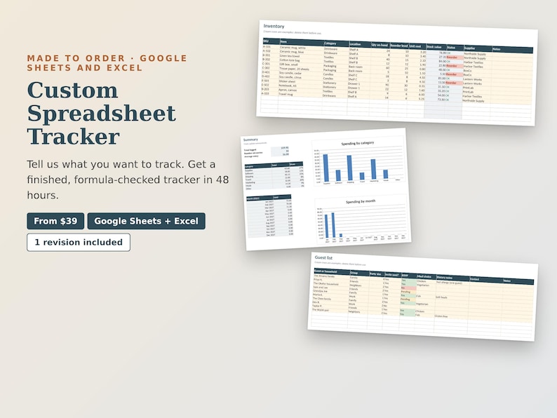 Digitizing Tracking Sheet Custom Excel Tracker Built for You, Inventory Log, Expense Log, Content ...