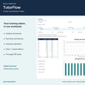 Tutor Business Tracker Excel Spreadsheet | Student, Lesson & Payment Manager | TutorFlow